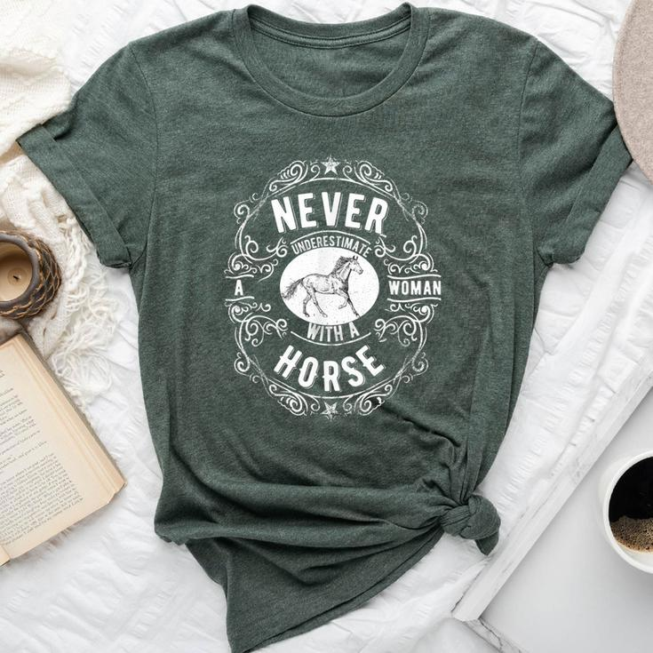 Never Underestimate A Woman With A Horse Riding Bella Canvas T-shirt
