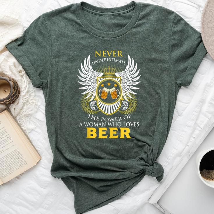 Never Underestimate A Woman Who Loves Beer Team Drinking Bella Canvas T-shirt