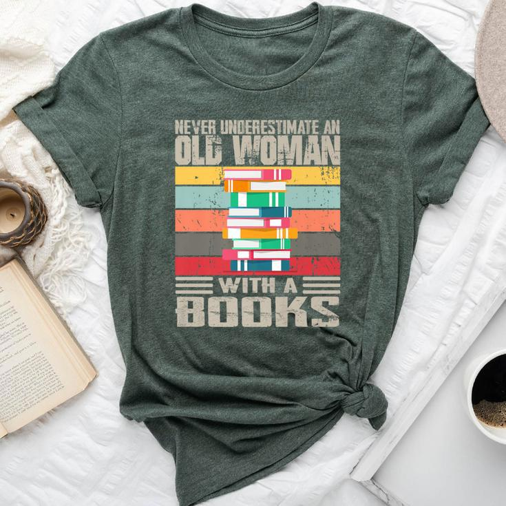 Vintage Never Underestimate An Old Woman With Books Lovers Bella Canvas T-shirt