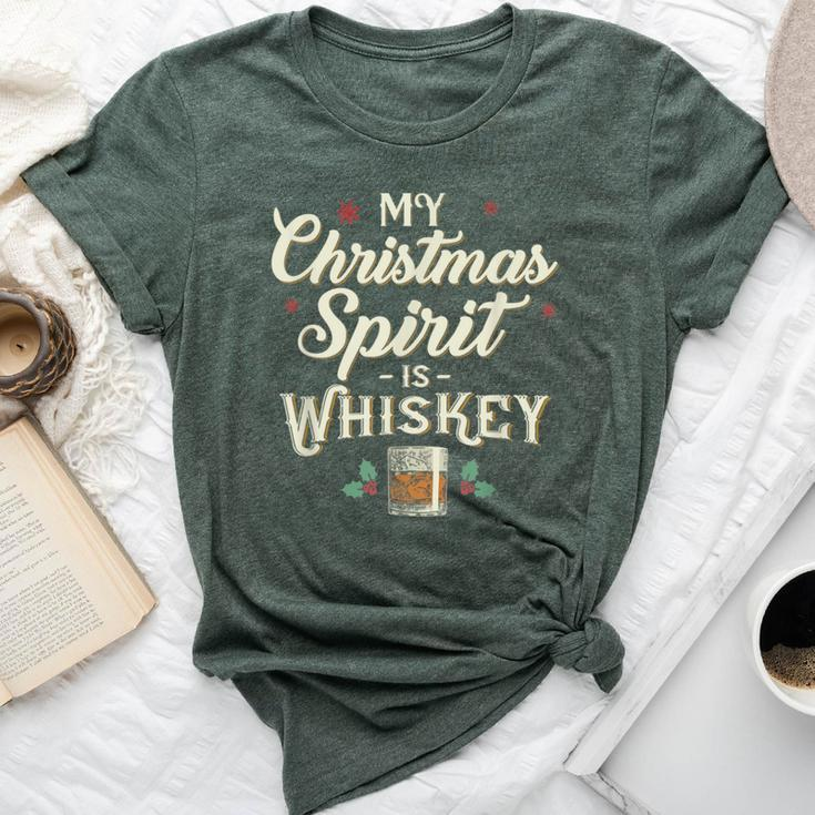 Whiskey Is My Christmas Spirit Drinking Xmas Bella Canvas T-shirt