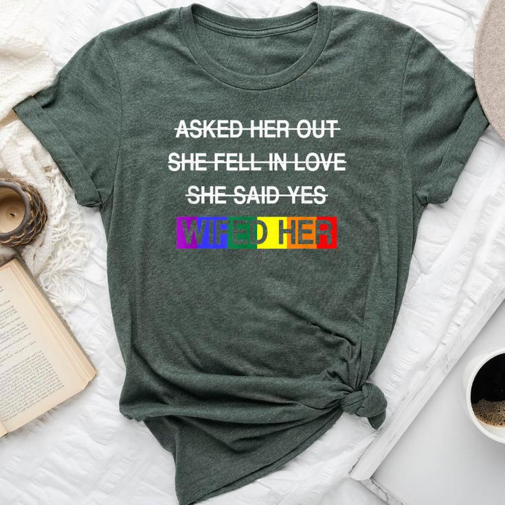 Wifed Her Lgbtq Romantic Lesbian Couples Wedding Day Bella Canvas T-shirt