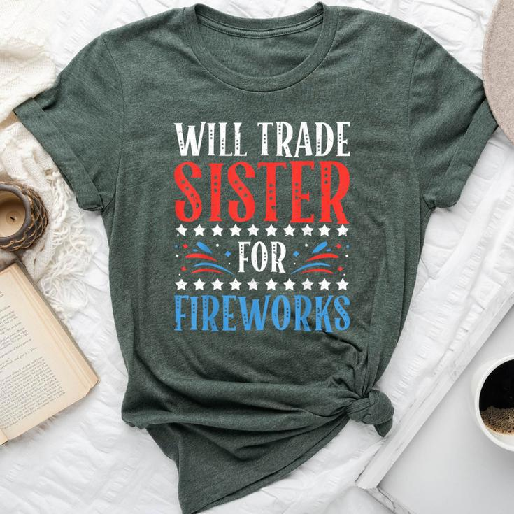 Will Trade Sister For Fireworks 4Th Of July Feminist Bella Canvas T-shirt