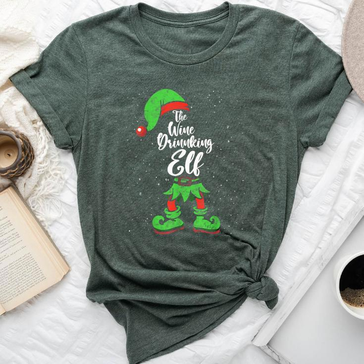 Wine Drinking Elf Matching Family Christmas Pajama Costume Bella Canvas T-shirt