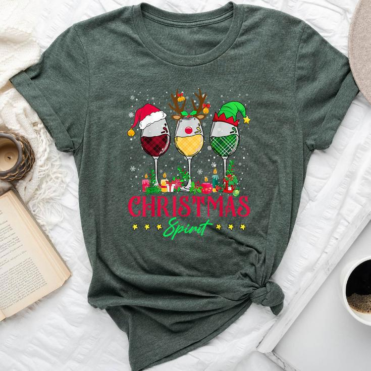 Wine Drinking Family Matching Christmas Pajama Plaid Bella Canvas T-shirt