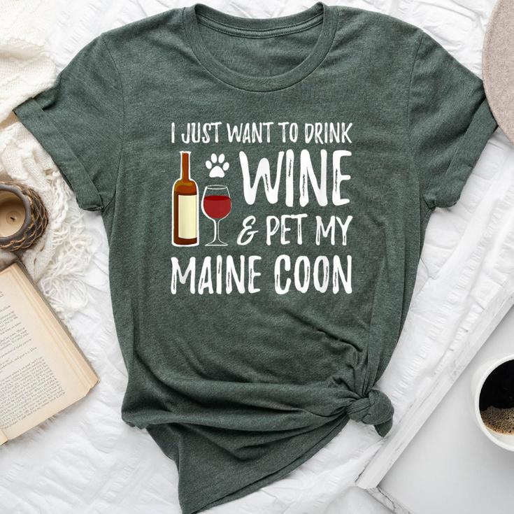 Wine And Maine Coon Cat Mom Or Cat Dad Idea Bella Canvas T-shirt