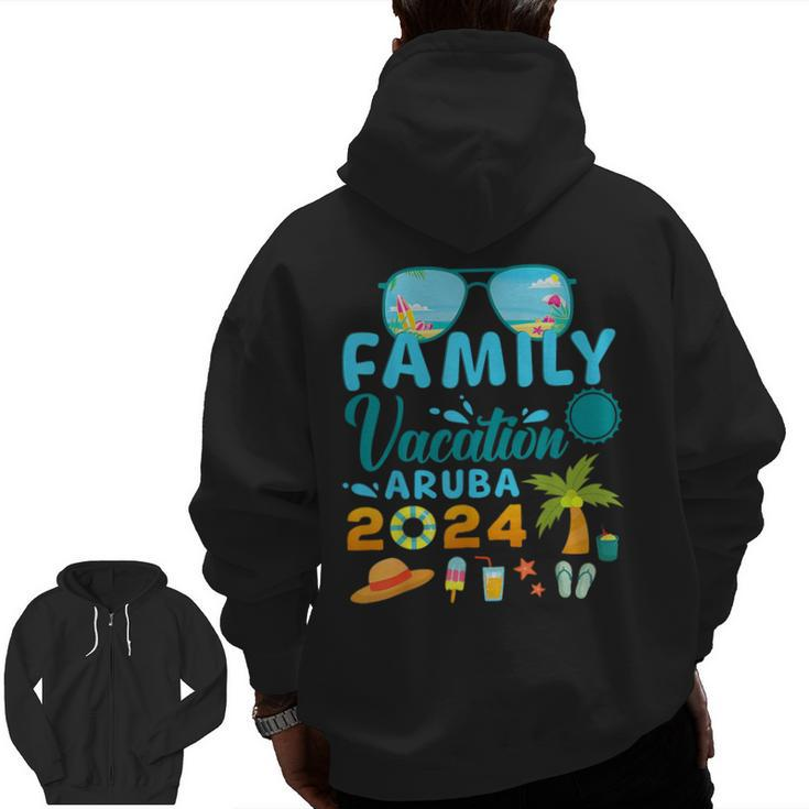 Family Vacation Aruba 2024 Matching Family Vacation 2024 Zip Up Hoodie Back Print