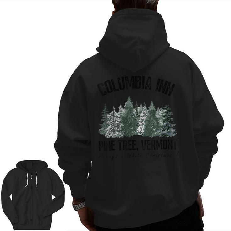 Pine Tree Vermont Always A White Christmas Tree Holiday Zip Up Hoodie Back Print