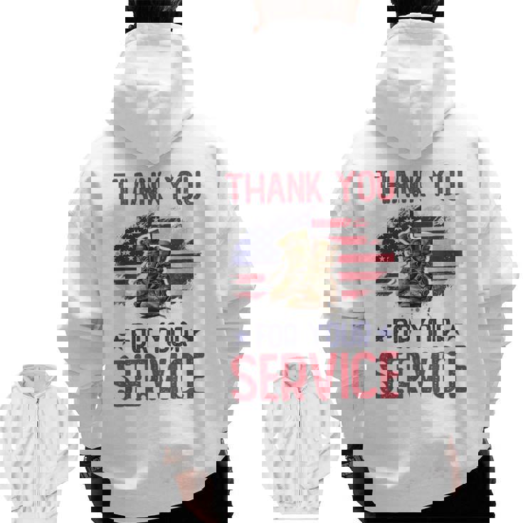Veteran Thank You For Your Service Veteran's Day Usa Zip Up Hoodie Back Print
