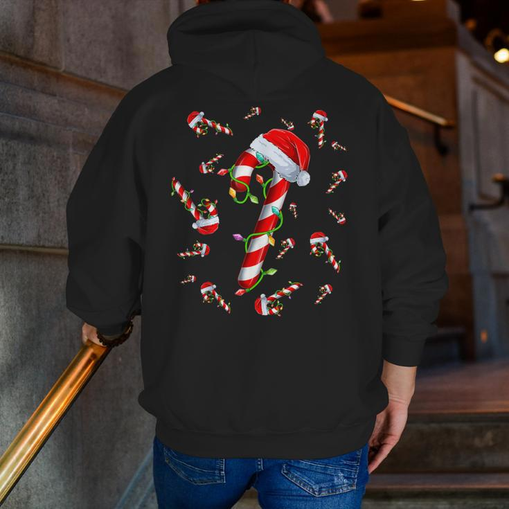Candy Cane Merry And Bright Red And White Candy Christmas Zip Up Hoodie Back Print