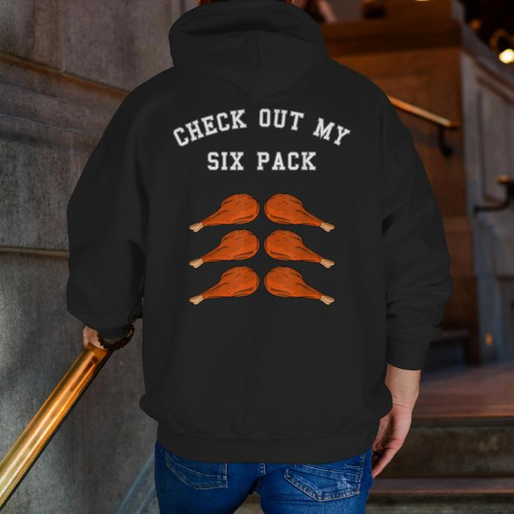 Check Out My Six 6 Pack Turkey Legs Happy Thanksgiving Zip Up Hoodie Back Print