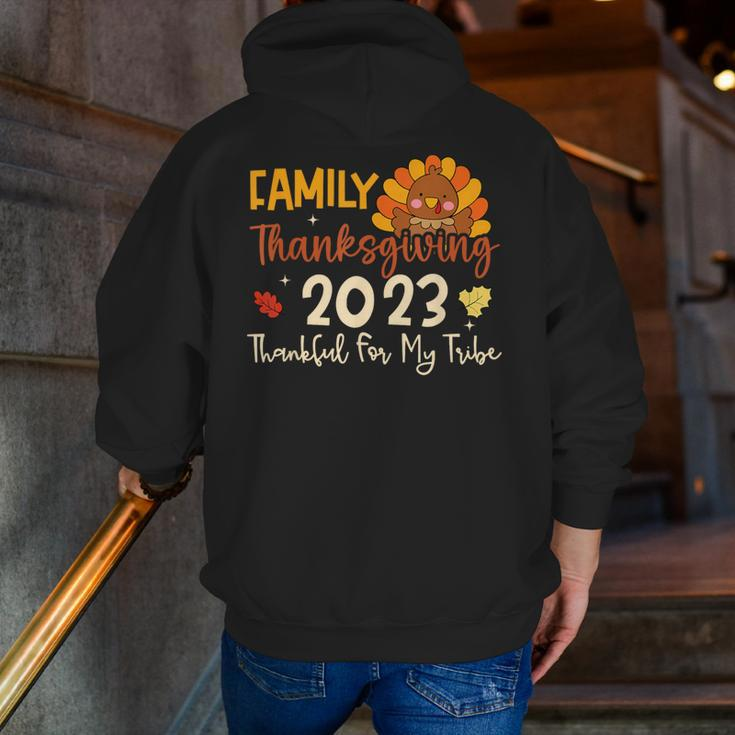 Turkey Family Thanksgiving 2023 Thankful For My Tribe Group Zip Up Hoodie Back Print