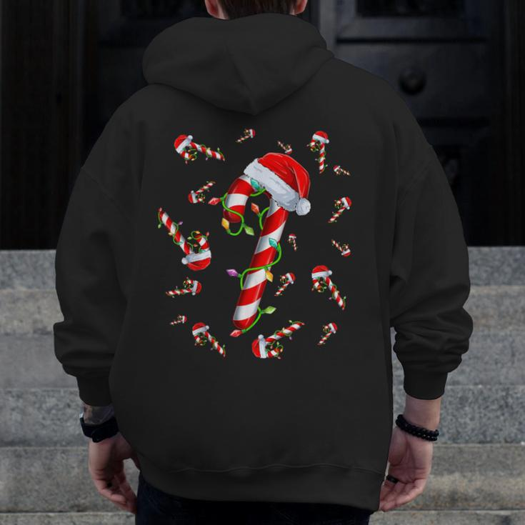 Candy Cane Merry And Bright Red And White Candy Christmas Zip Up Hoodie Back Print