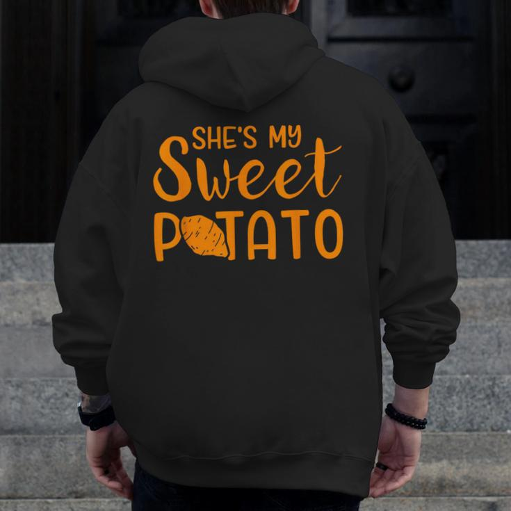 She's My Sweet Potato Matching Thanksgiving Costume Zip Up Hoodie Back Print