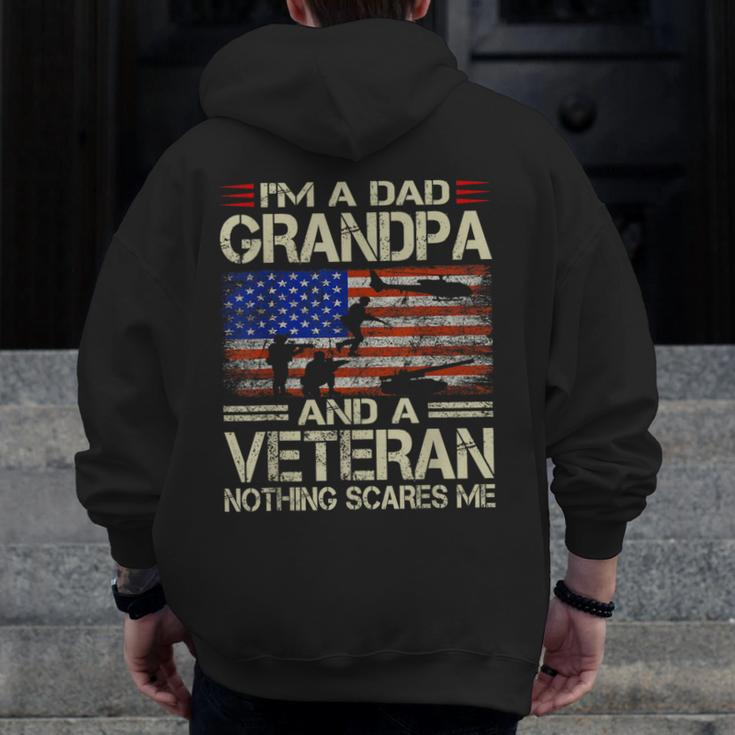 I'm A Dad Grandpa And Veteran Retro Papa Grandpa Zip Up Hoodie Back Print