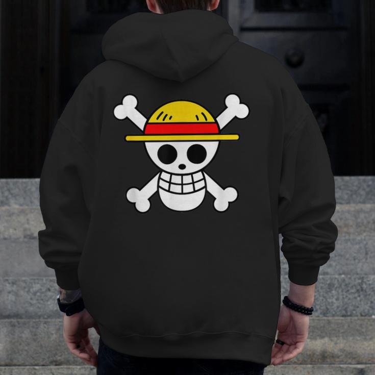 Pirate Straw Hat Zip Up Hoodie Back Print
