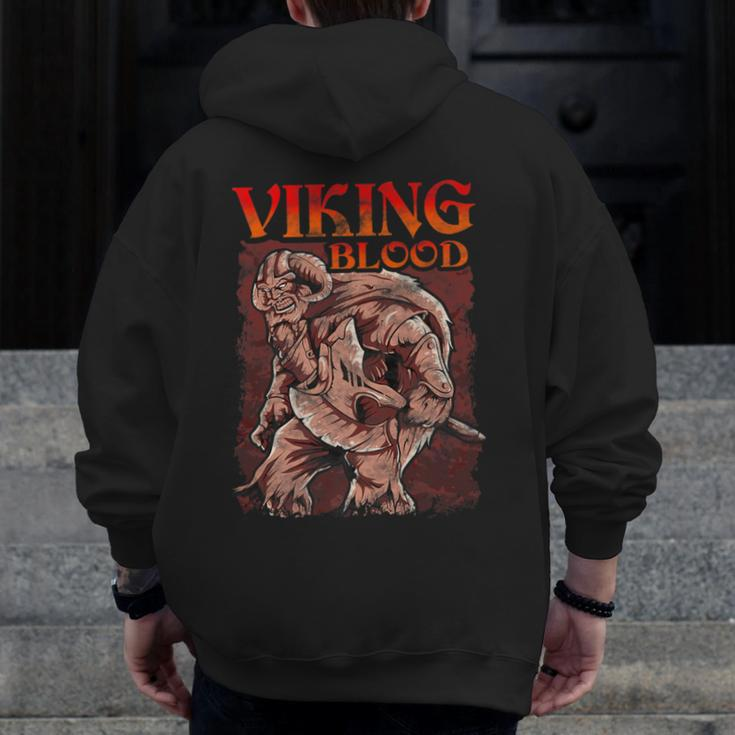 Viking Blood Runs Through My Veins Honor Viking Zip Up Hoodie Back Print