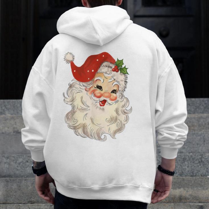 Pink Santa Retro Vintage Christmas Zip Up Hoodie Back Print