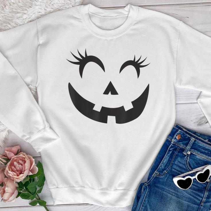 Eyelashes Halloween Outfit Pumpkin Face Costume Youth Sweatshirt