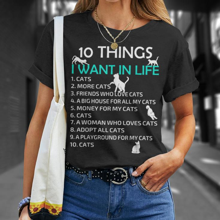 10 Things I Want In My Life Cats More Cats Kitty Cat Lovers T-shirt Gifts for Her
