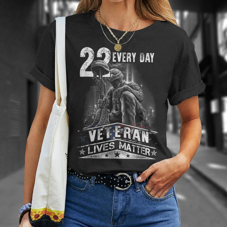 22 Every Day Veteran Lives Matter Support Veterans Day Unisex T-Shirt Gifts for Her