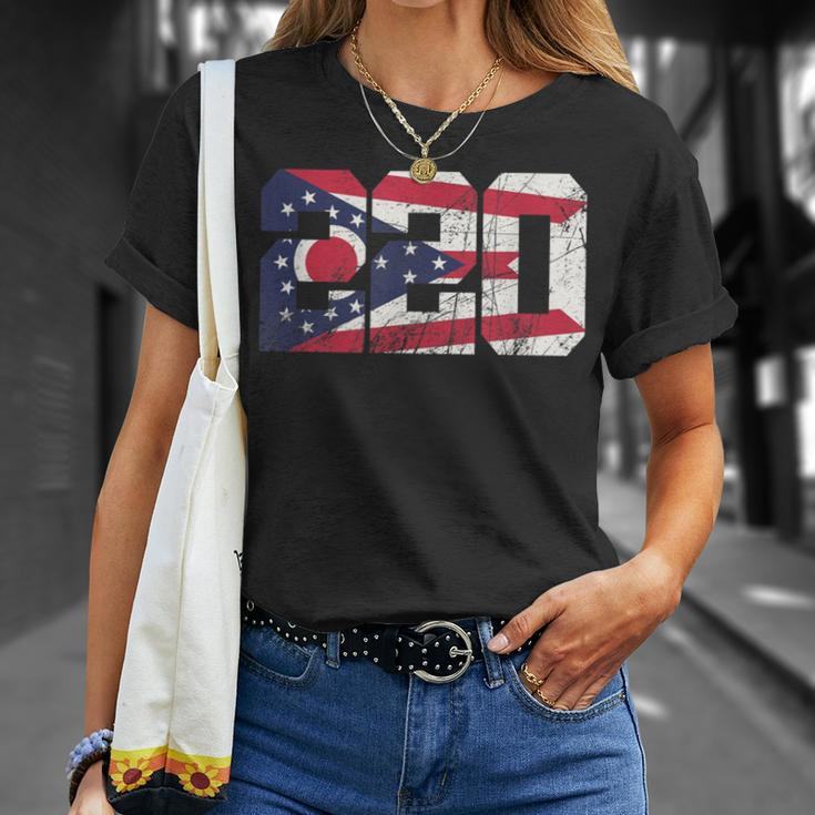 220 Area Code Flag Of Ohio State Vintage T-Shirt Gifts for Her