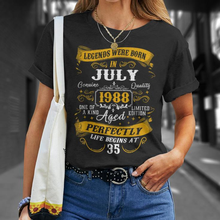 35Th Birthday Gift 35 Years Old Legends Born July 1988 Unisex T-Shirt Gifts for Her