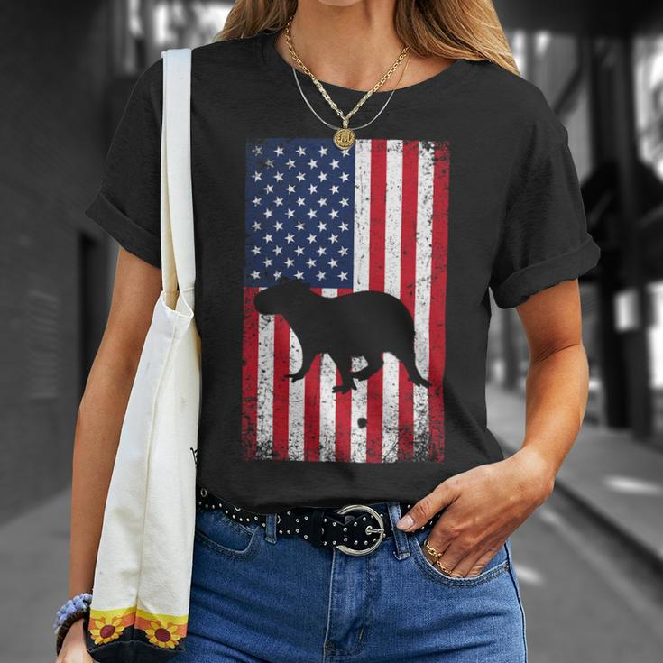 4 July Capybara Lover Capybara Owner Animal Usa Flag Unisex T-Shirt Gifts for Her