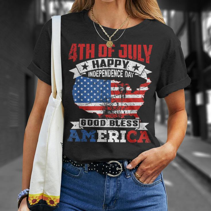 4Th Of July 2023 Independence-Day God Bless American Usa Unisex T-Shirt Gifts for Her