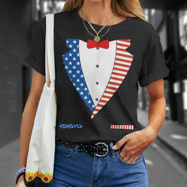 4Th Of July Independence Day American Flag Tuxedo Unisex T-Shirt Gifts for Her