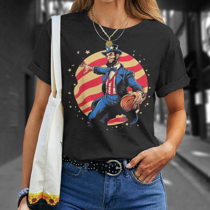 Abraham Lincoln Usa Fourth 4Th Of July Funny Basketball Unisex T-Shirt Gifts for Her