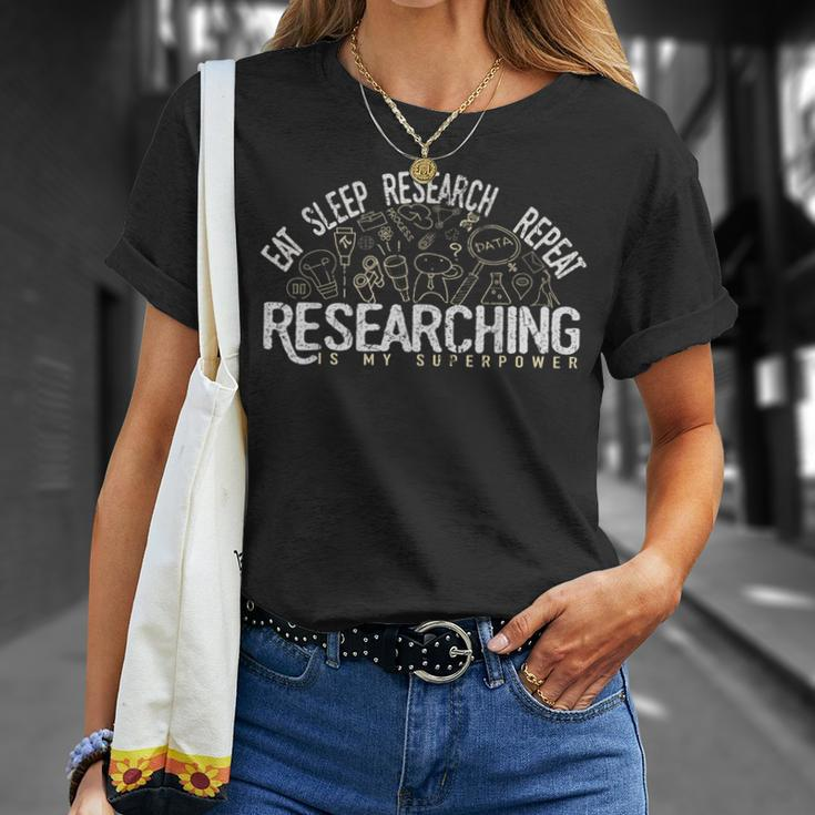 Academics Researcher Eat Sleep Research Repeat T-Shirt Gifts for Her