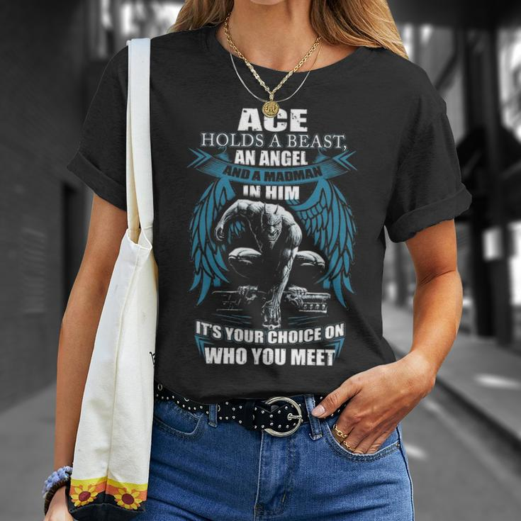 Ace Name Gift Ace And A Mad Man In Him V2 Unisex T-Shirt Gifts for Her