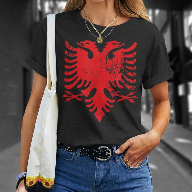 Albanian Flag Double Headed Eagle Albania Flag Unisex T-Shirt Gifts for Her