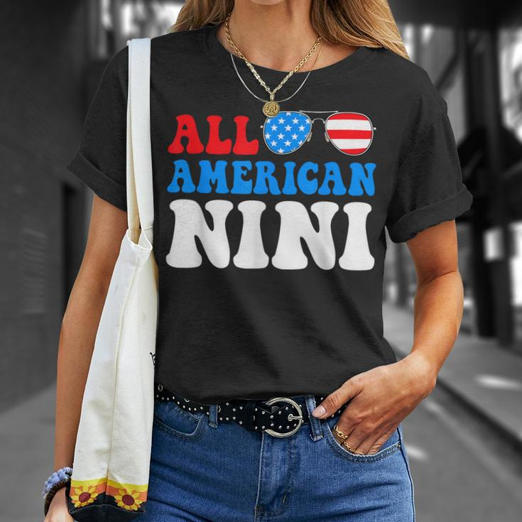All American Nini American Flag 4Th Of July Patriotic Unisex T-Shirt Gifts for Her