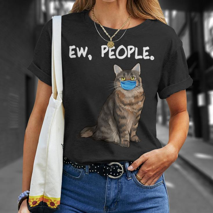 American Bobtail Ew People Cat Wearing Face Mask T-Shirt Gifts for Her