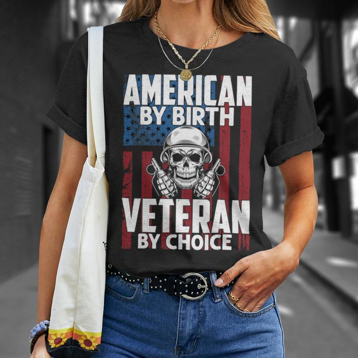 American By Birth Veteran By Choice 19 Unisex T-Shirt Gifts for Her