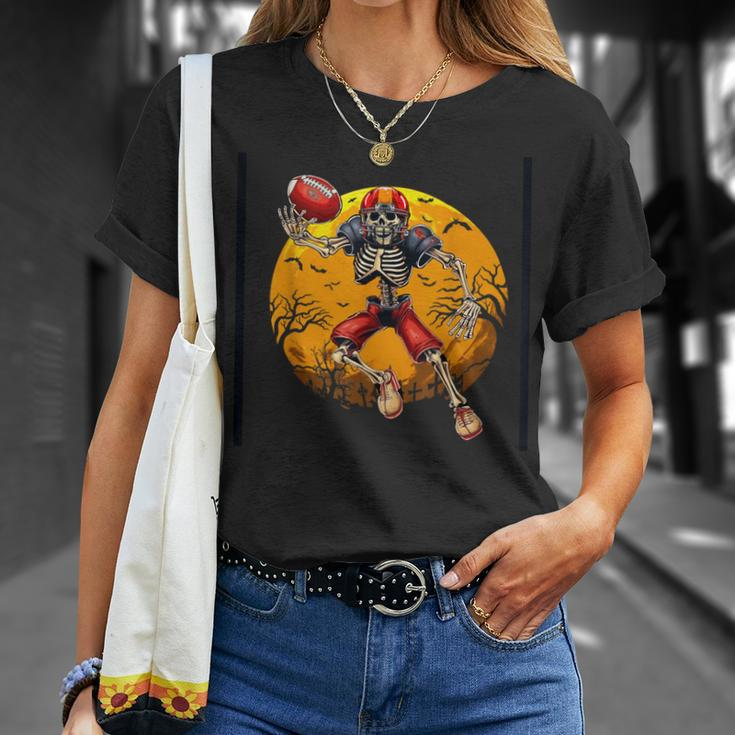 American Football Skeleton Halloween Boys Football Fan T-Shirt Gifts for Her