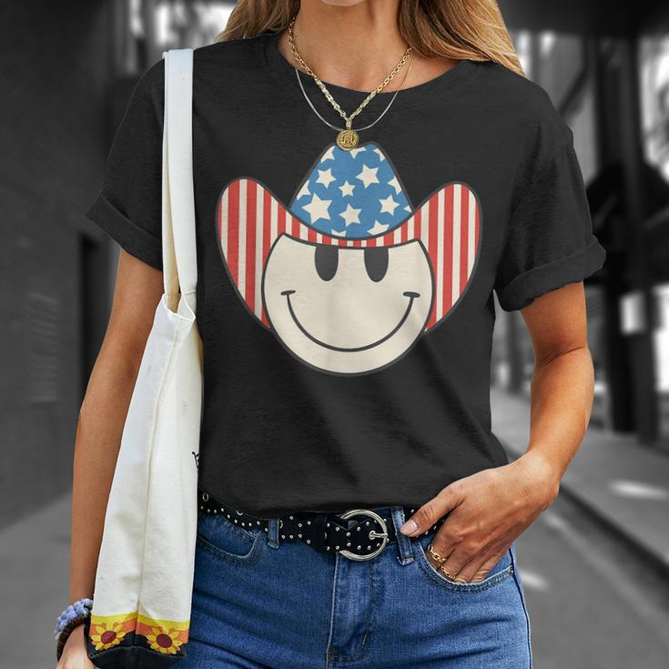 American Smile Face Cowboy Cowgirl 4Th Of July Howdy Rodeo Unisex T-Shirt Gifts for Her