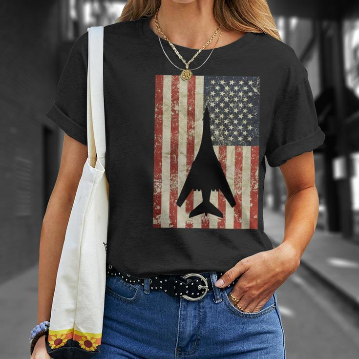 American Usa Flag B-1 Lancer Bomber Army Military Pilot T-Shirt Gifts for Her