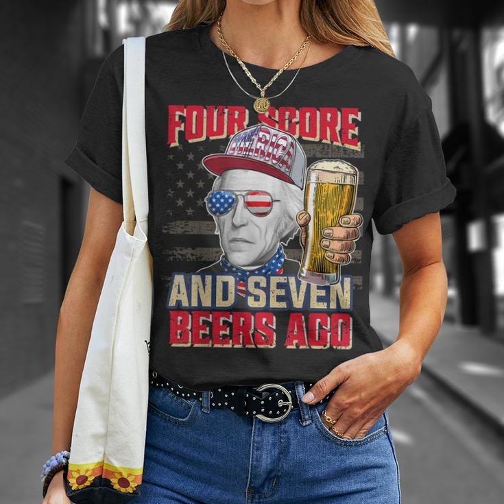 Andrew Jackson 4Th Of July Four Score & Seven Beers Ago Unisex T-Shirt Gifts for Her
