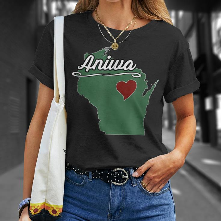 Aniwa Wisconsin Wi Usa City State Souvenir T-Shirt Gifts for Her