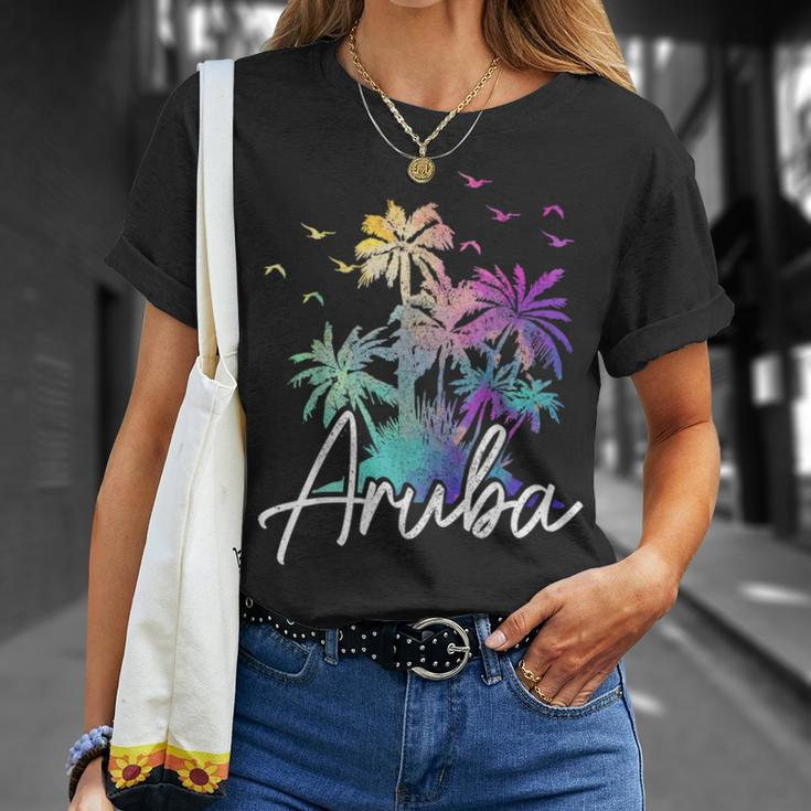 Aruba Beach Vintage Palm Trees Vacation Aruba Funny Gifts Unisex T-Shirt Gifts for Her