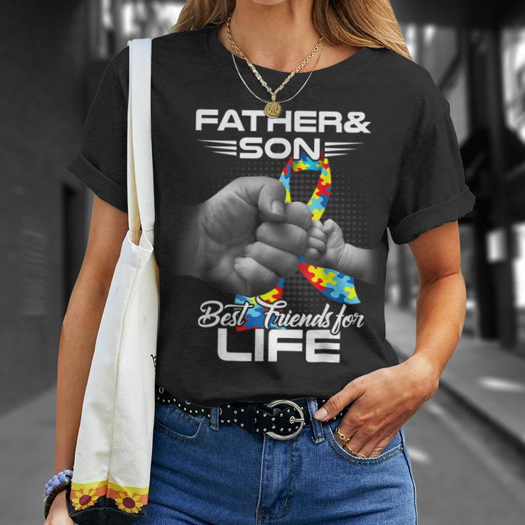 Autism Dad Father And Son Best Friends For Life Autism Unisex T-Shirt Gifts for Her
