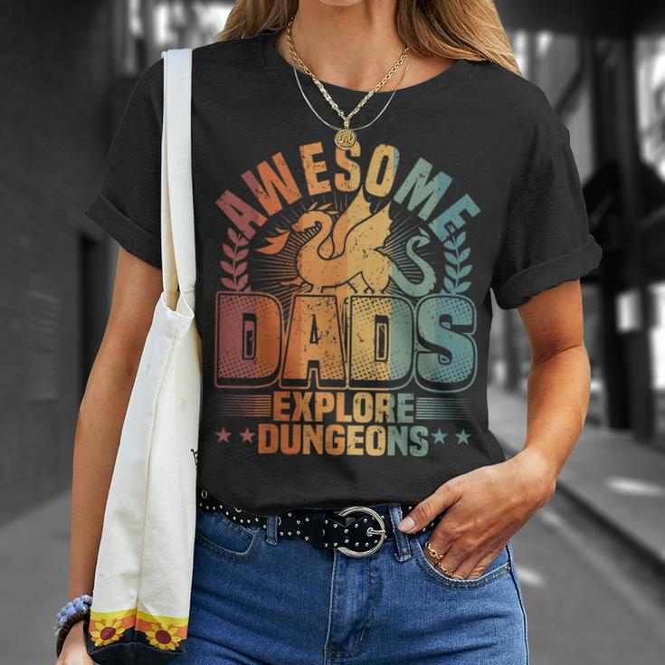 Awesome Dads Explore Dungeons Rpg Gaming & Board Game Dad Unisex T-Shirt Gifts for Her