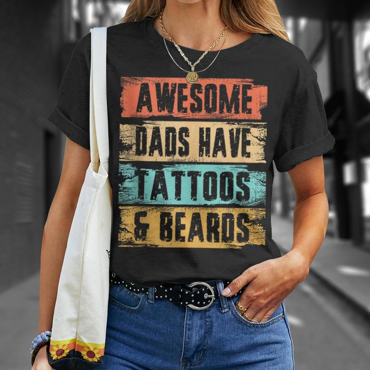 Awesome Dads Have Tattoos And Beards Vintage Fathers Day Men Unisex T-Shirt Gifts for Her
