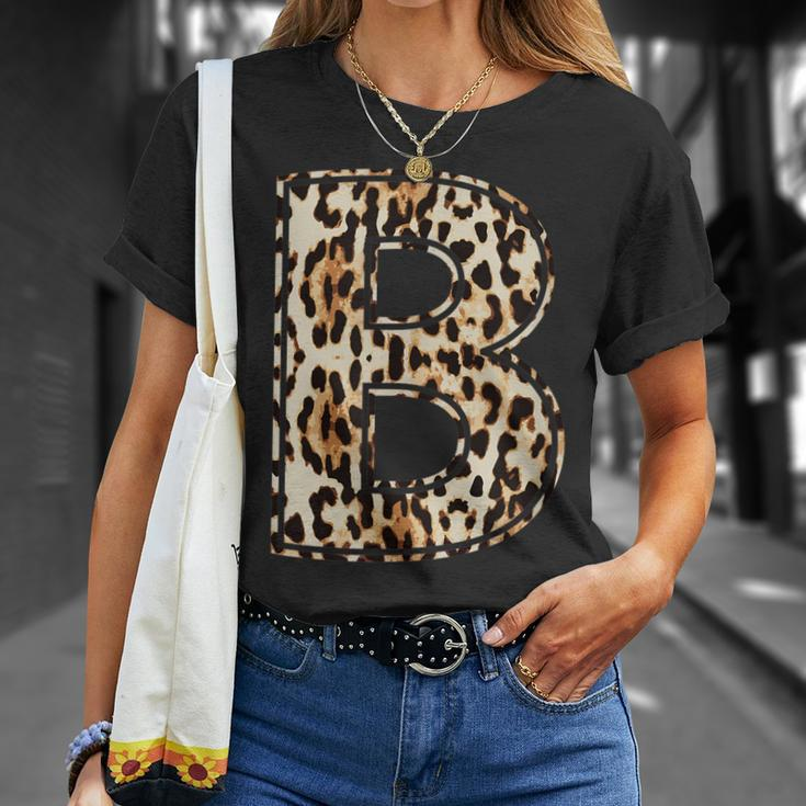 Awesome Letter B Initial Name Leopard Cheetah Print Unisex T-Shirt Gifts for Her