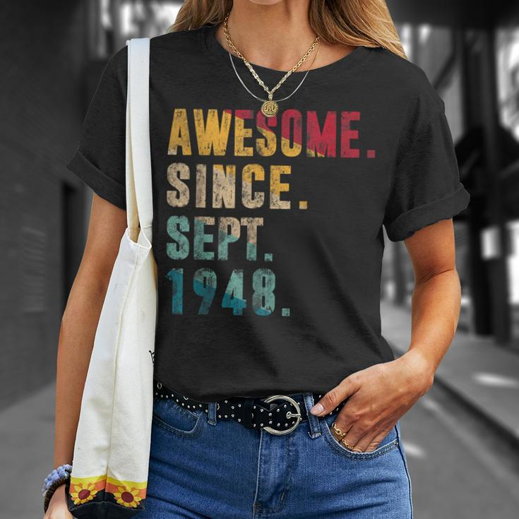 Awesome Since September 1948 75 Years Old 75Th Birthday T-Shirt Gifts for Her