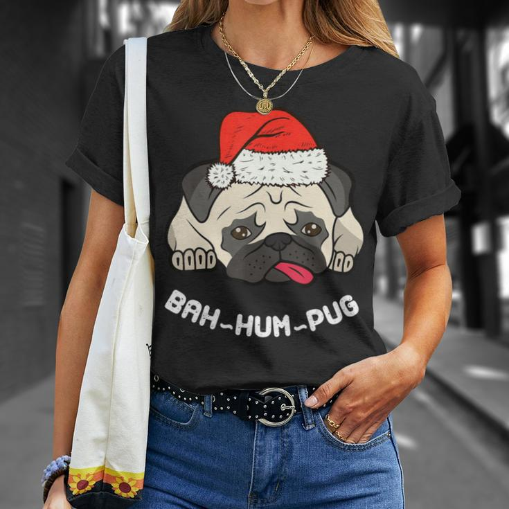 Bah Hum Pug Cute Funny Puppy Dog Pet Ch Unisex T-Shirt Gifts for Her