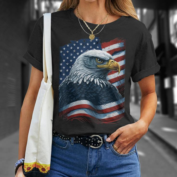 Bald Eagle Proud Patriotic American Us Flag 4Th Of July Unisex T-Shirt Gifts for Her