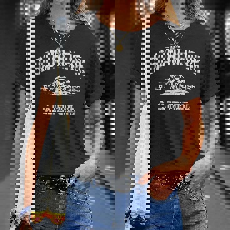 Baldwin Park California Ca Vintage State Athletic Style T-Shirt Gifts for Her
